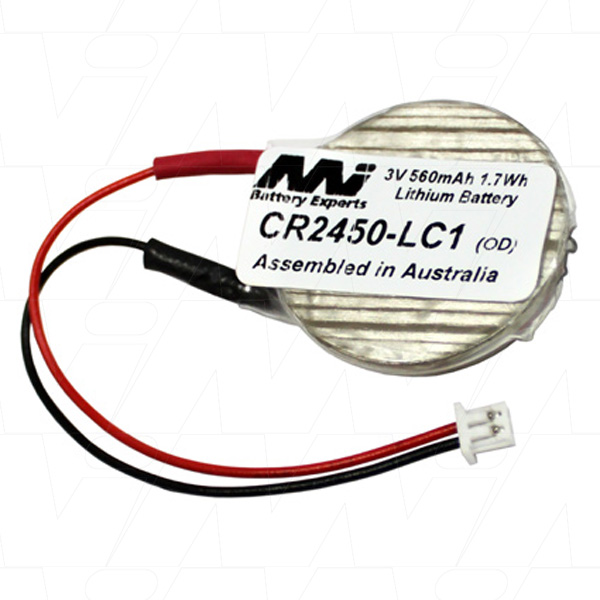 MI Battery Experts CR2450LC1 Lithium Coin Cell Battery with Connector